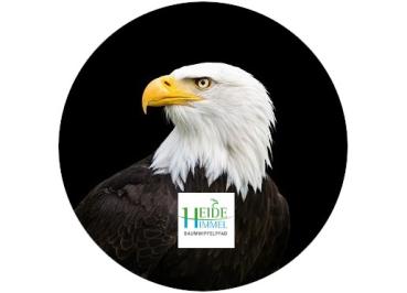Glas Magnet- Adler mit Logo Heidehimmel