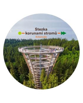 Glas Magnet- Baumwipfelpfad Krkonose mit Logo