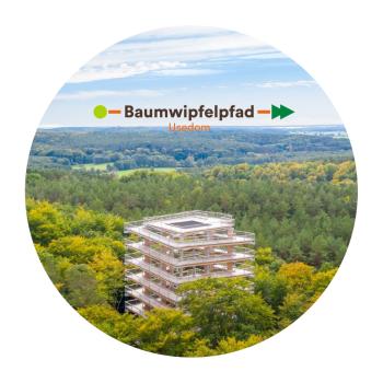 Glas Magnet- Baumwipfelpfad Usedom mit Logo