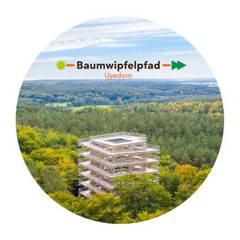 Glas Magnet- Baumwipfelpfad Usedom mit Logo