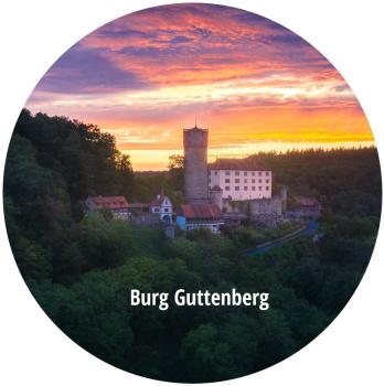 Glas Magnet- Burg Guttenberg Sonnenuntergang