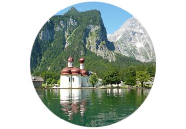 Strong, colorful, round glass magnets, motif Königsee
