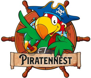 Strong, colorful, round glass magnets, motif Pirate's Nest logo