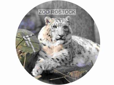 Glas Magnet- Schneeleopard mit SZ Zoo Rostock