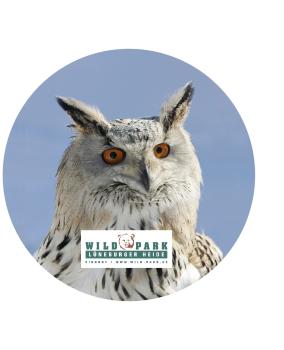 Glas Magnet- Uhu mit Logo Wildpark