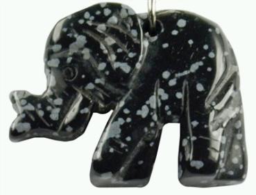 Schlüsselanhänger Elefant Schneeflockenobsidian