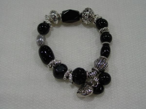 Armband, Achat, schwarz