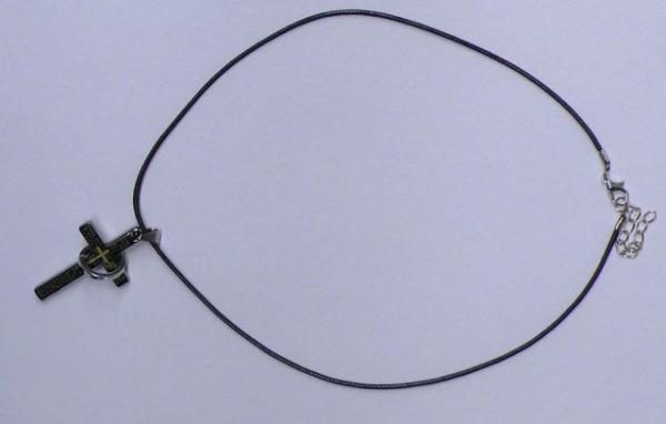 Kette, Kreuz mit Ring Edelstahl, mit gew. Stoffband