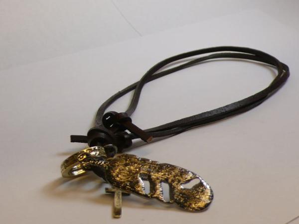 Kette, Leder mit Feder, braun