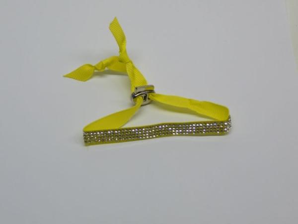 Armband verstellbar, vierreihiger Strass, gelb