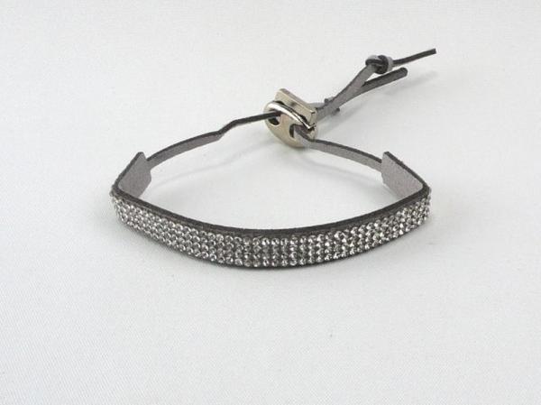 Armband verstellbar, vierreihiger Strass, grau