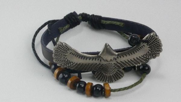 Armband, Leder mit Adlerfigur