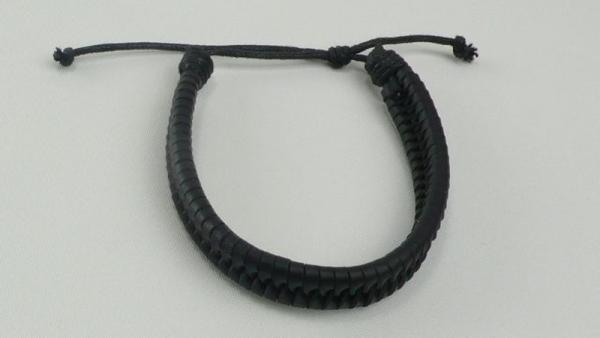 Lederarmband 2-Strang geflochten, schwarz