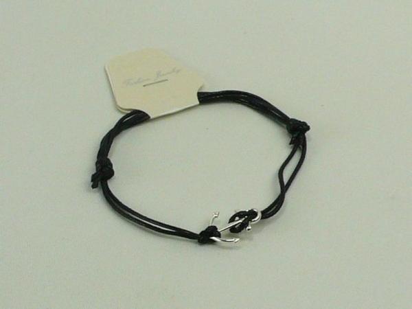 Wachskordelarmband, verstellbar mit Metall-Anker, schwarz
