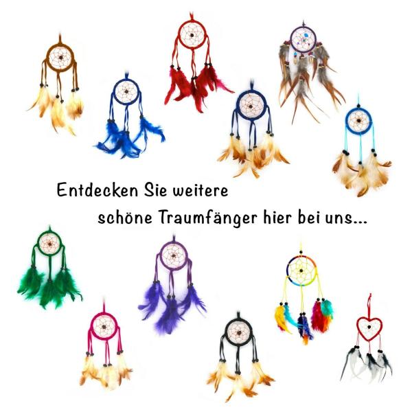 Traumfänger, 6 cm x 20 cm,  lila mit braunen Federn