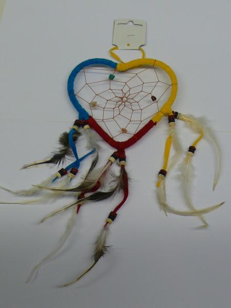 Traumfänger, Herzform 12cm Durchmesser, bunt