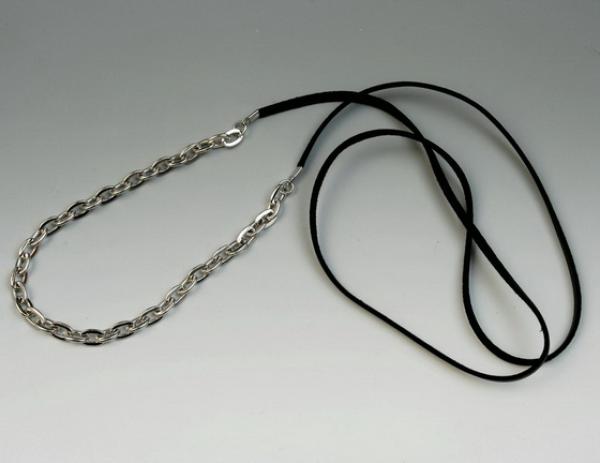 Kette, Leder mit Metallgliedern, schwarz