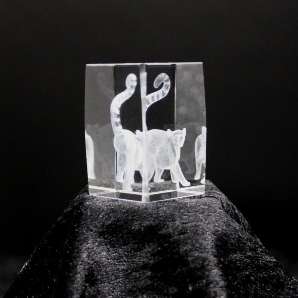Kristall-Quaderblock 44 x 30 x 30, Motiv Lemur
