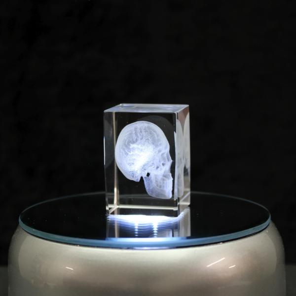 Crystal Glass Figure - Skull - 3D Laser Glass Sculpture | Small, Medium, Large | Decoration & Gift Idea