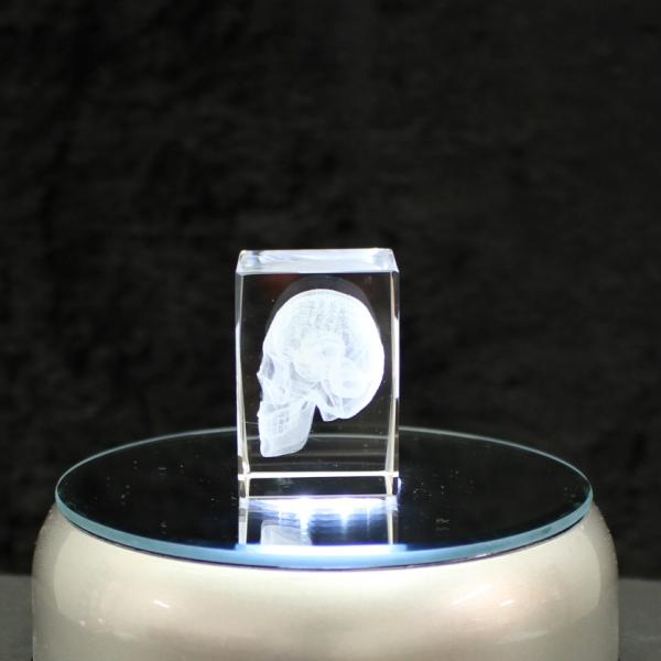 Kristallglas Figur - Totenkopf
 - 3D Laser Glas Skulptur | Klein, Mittel, Groß | Deko & Geschenkidee
