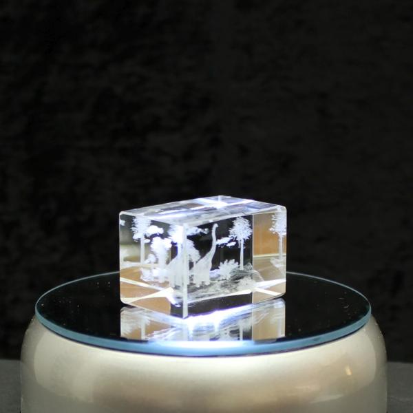 Kristall-Quaderblock Motiv mehrere Saurier