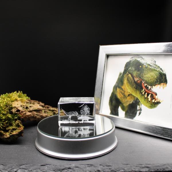 Kristall-Quaderblock Motiv 2 Dinosaurier