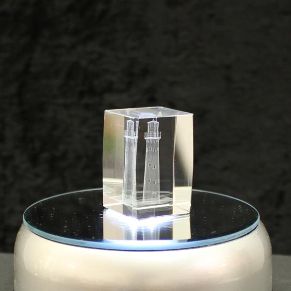 3D-Glas-Cube-Leuchtturm, versch. Größen