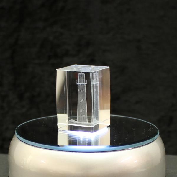 3D-Glas-Cube-Leuchtturm, versch. Größen