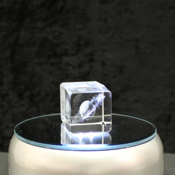 3D-Glas-Cube-Saturn, versch. Größen