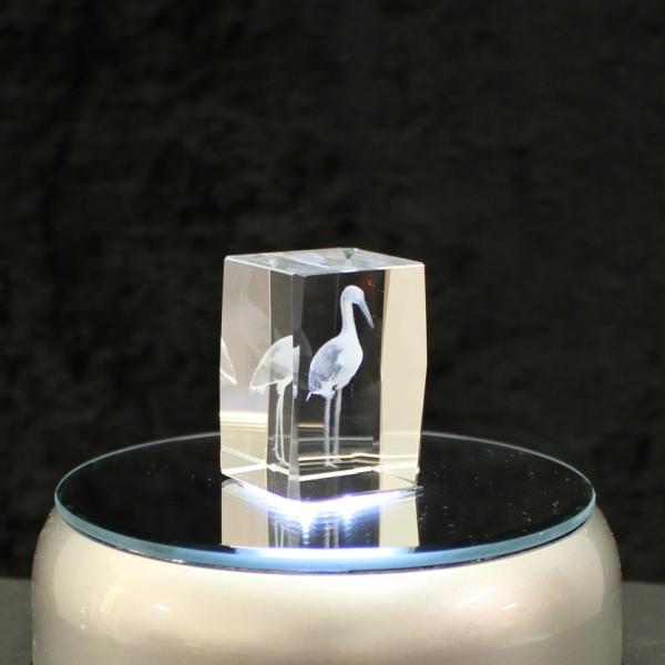 3D-Glas-Cube-Storch, versch. Größen