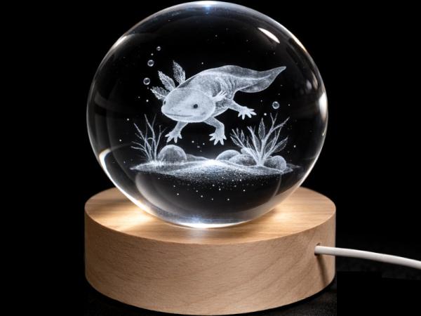 Glaskugel d=60 mm Motiv Axolotl