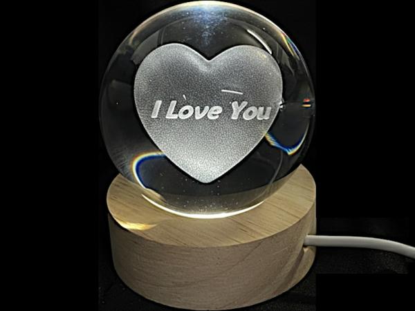 Glaskugel d=60 mm Motiv "I love you"
