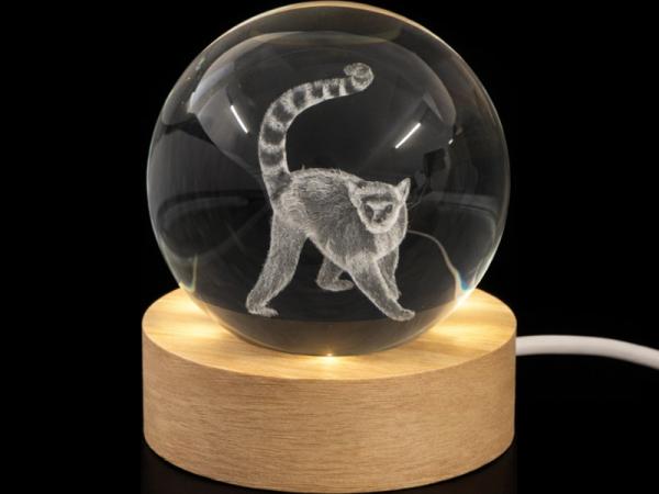 Glaskugel d=60 mm Motiv Lemur