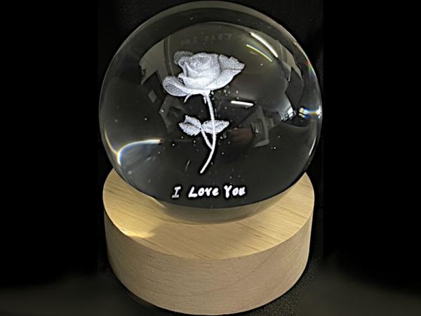 Glaskugel d=60 mm Motiv Rose