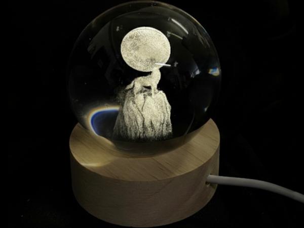 3D-Glaskugel-Wolf
