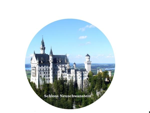 Strong, colorful, round glass magnets, motif Neuschwanstein Castle