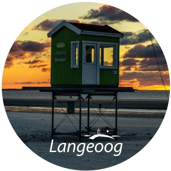 Strong, colorful, round glass magnets, motif Lifeguard hut with SZ Langeoog