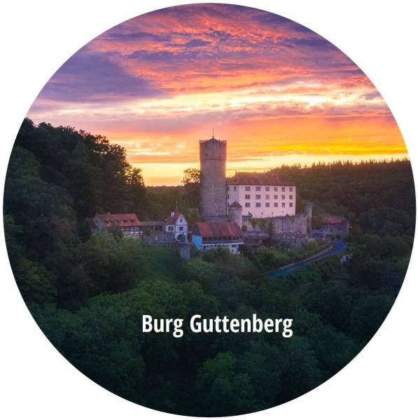 Glas Magnet- Burg Guttenberg Sonnenuntergang