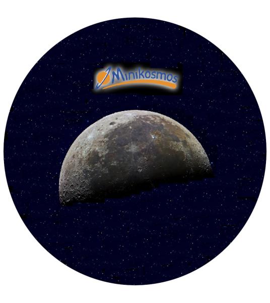Strong, colorful, round glass magnets, motif Moon lettering, Minikosmos