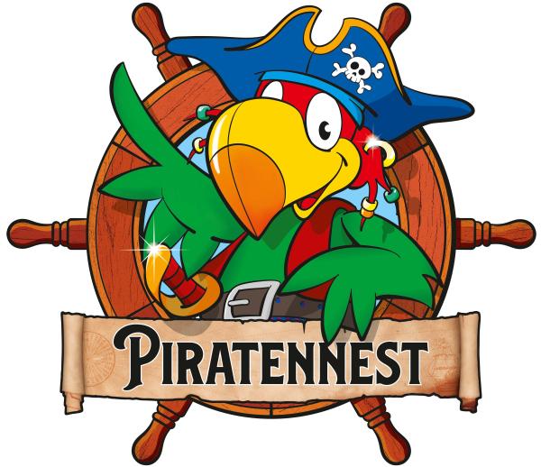Strong, colorful, round glass magnets, motif Pirate's Nest logo