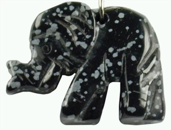 Schlüsselanhänger Elefant Schneeflockenobsidian